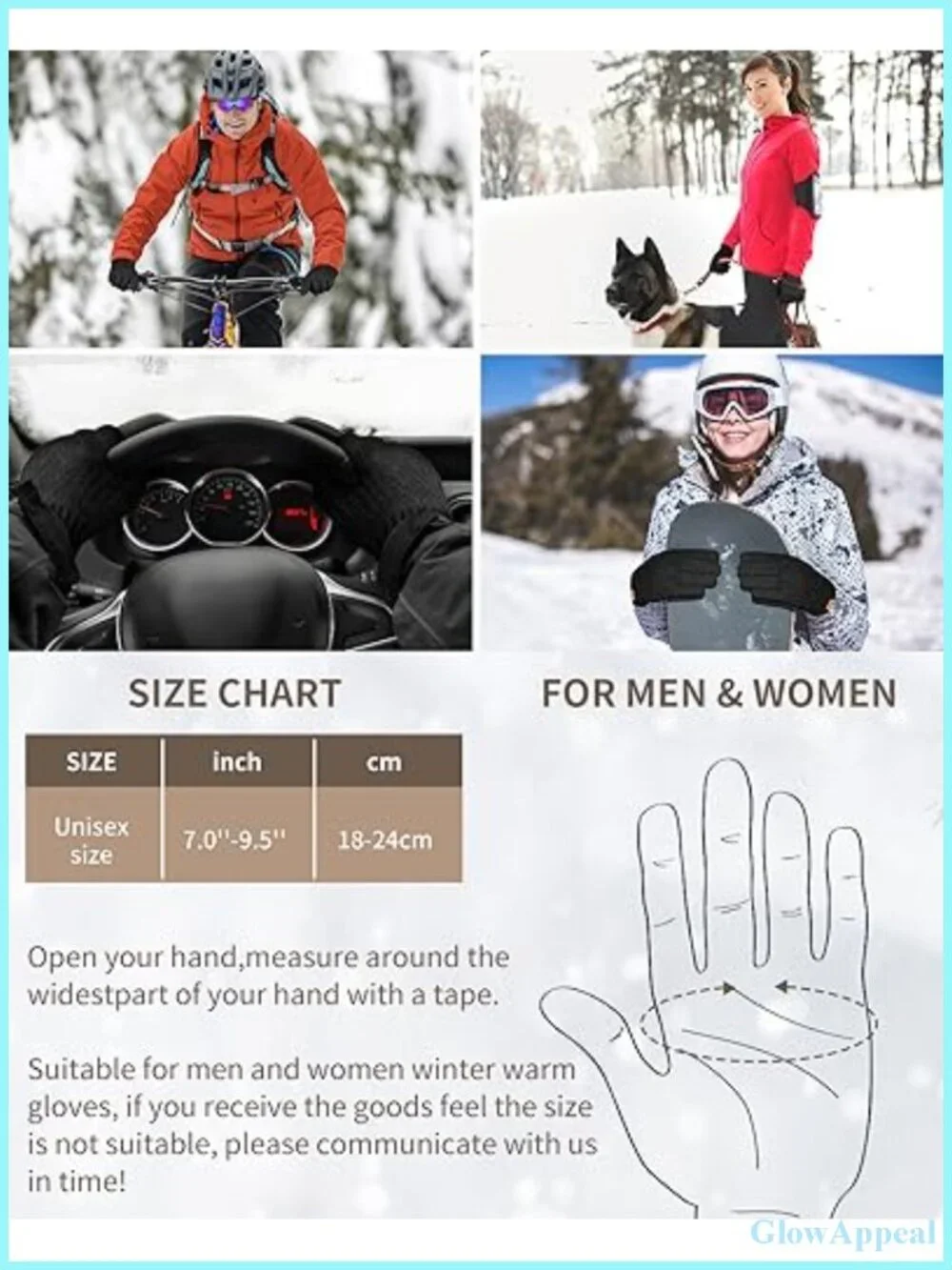 Thermal Winter Gloves Fleece Lined Touchscreen Knit Unisex